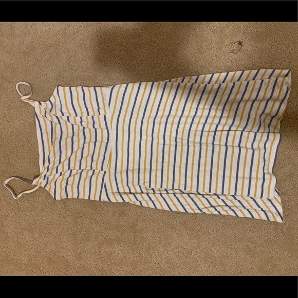 Yellow, grey, & white noodle strap summer dress size large forever 21 - Picture 3 of 4